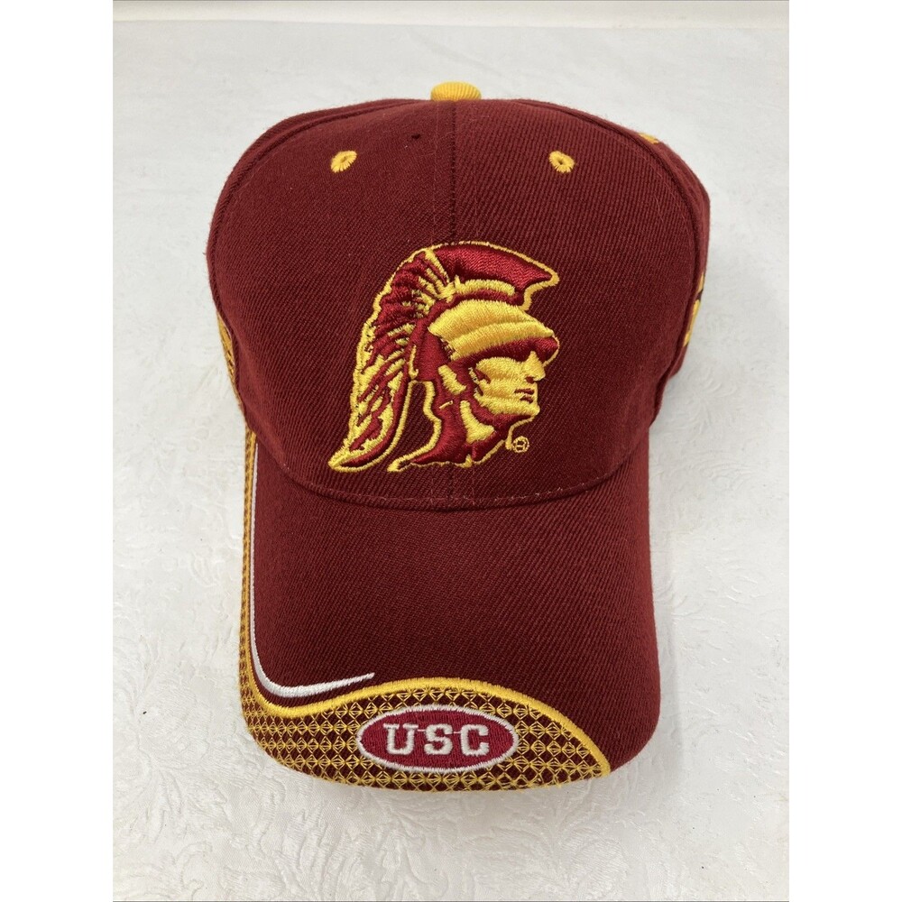 Vintage USC Trojans BG Headgear Adjustable Hat Cap Embroidery Broman Burgundy